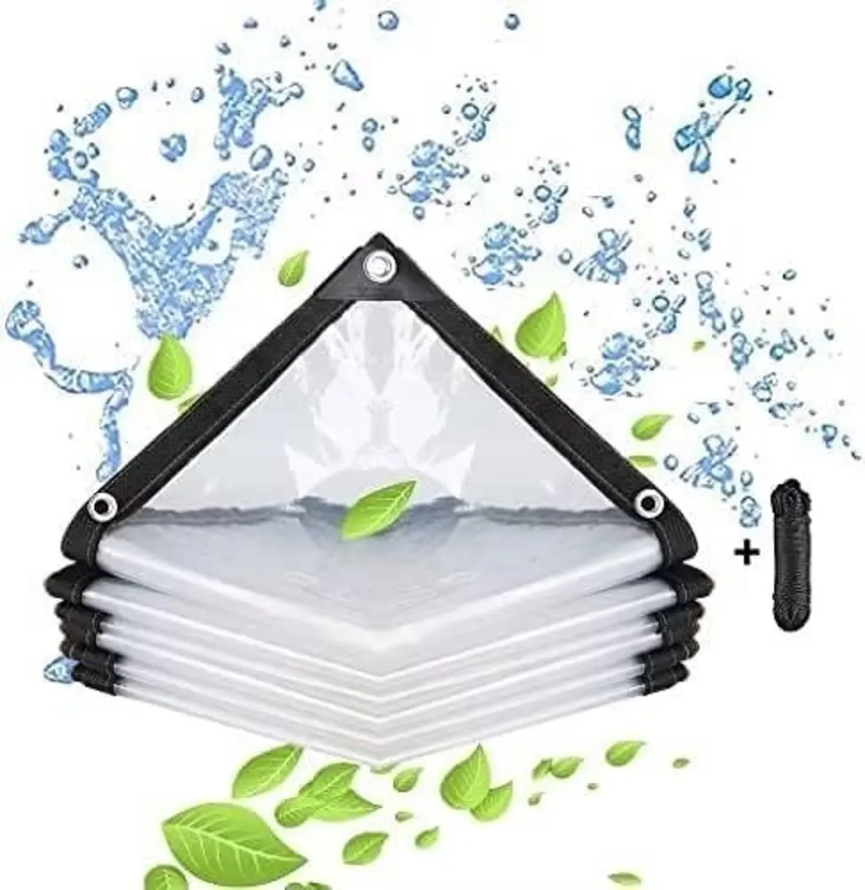 Encerado impermeável transparente com ilhós Planta Tampa Poly Tarp Jardim Rainproof Garden Plant Outdoor Clear Plastic Tarp