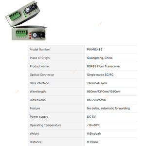 1对双向数据RS485 Madia转换器扩展器单模20千米光纤FTTH POE IP TCP网络SC连接器 - Product Image 5
