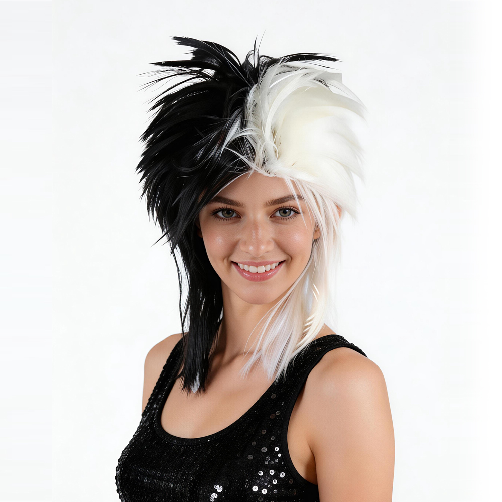 White black punk wig
