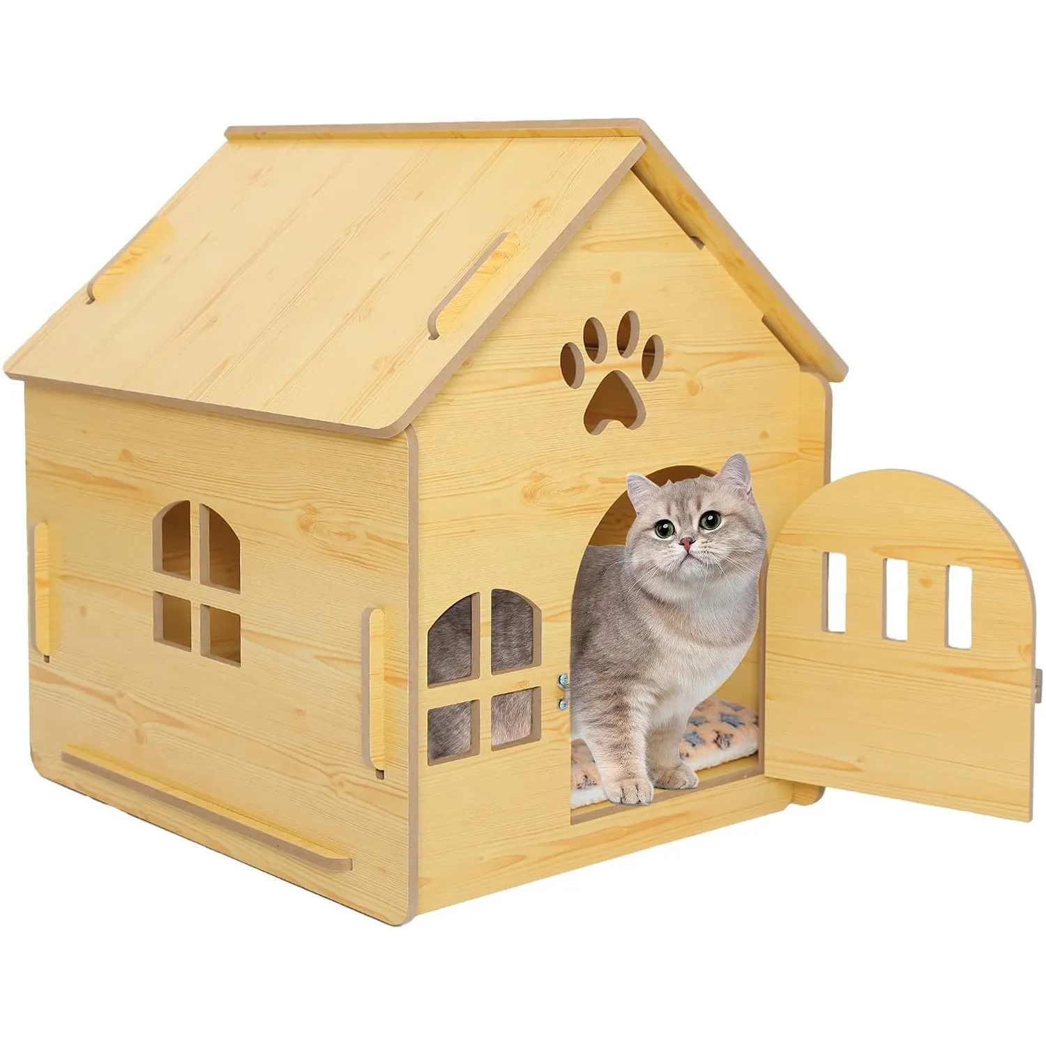 Cages d'intérieur pour chats avec rembourrage Cages en bois pour petits chiens avec porte