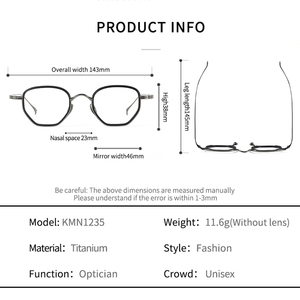 Kmn1235 Cao End Tinh Khiết Titan Khung Quang Học Cổ Phiếu Sẵn Sàng Cho Nam Giới Và Phụ Nữ Titan Khung Kính Một Mảnh Mũi Pad - Product Image 6
