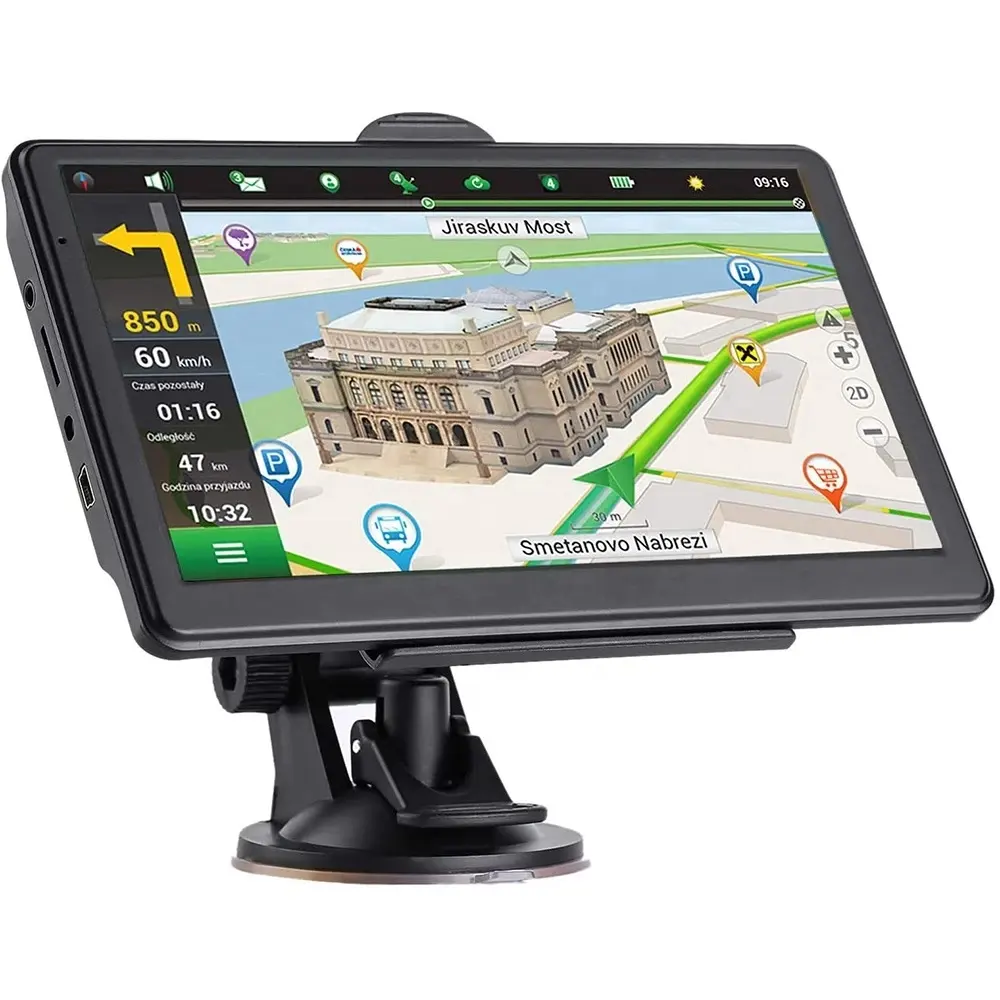 อุปกรณ์นำทาง GPS หน้าจอสัมผัส7นิ้วสำหรับรถยนต์อุปกรณ์นำทาง GPS สำหรับรถบรรทุกที่บังแดดรถ STAT NAV 256M + 8G 2023แผนที่ยุโรปอเมริการะบบนำทาง GPS