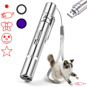 Puntatore Laser con 5 modelli regolabili USB ricarica Laser a lungo raggio 3 modalità di addestramento Chaser cane gatto interattivo Laser giocattolo - Product Image 1