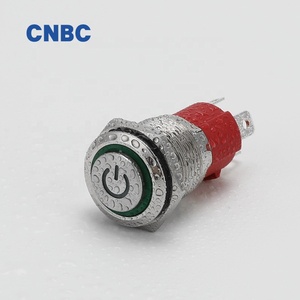 16mm 10A IP67 impermeabile momentaneo autobloccante 1NO in acciaio inossidabile led interruttore a pulsante in metallo con simbolo di alimentazione - Product Image 3