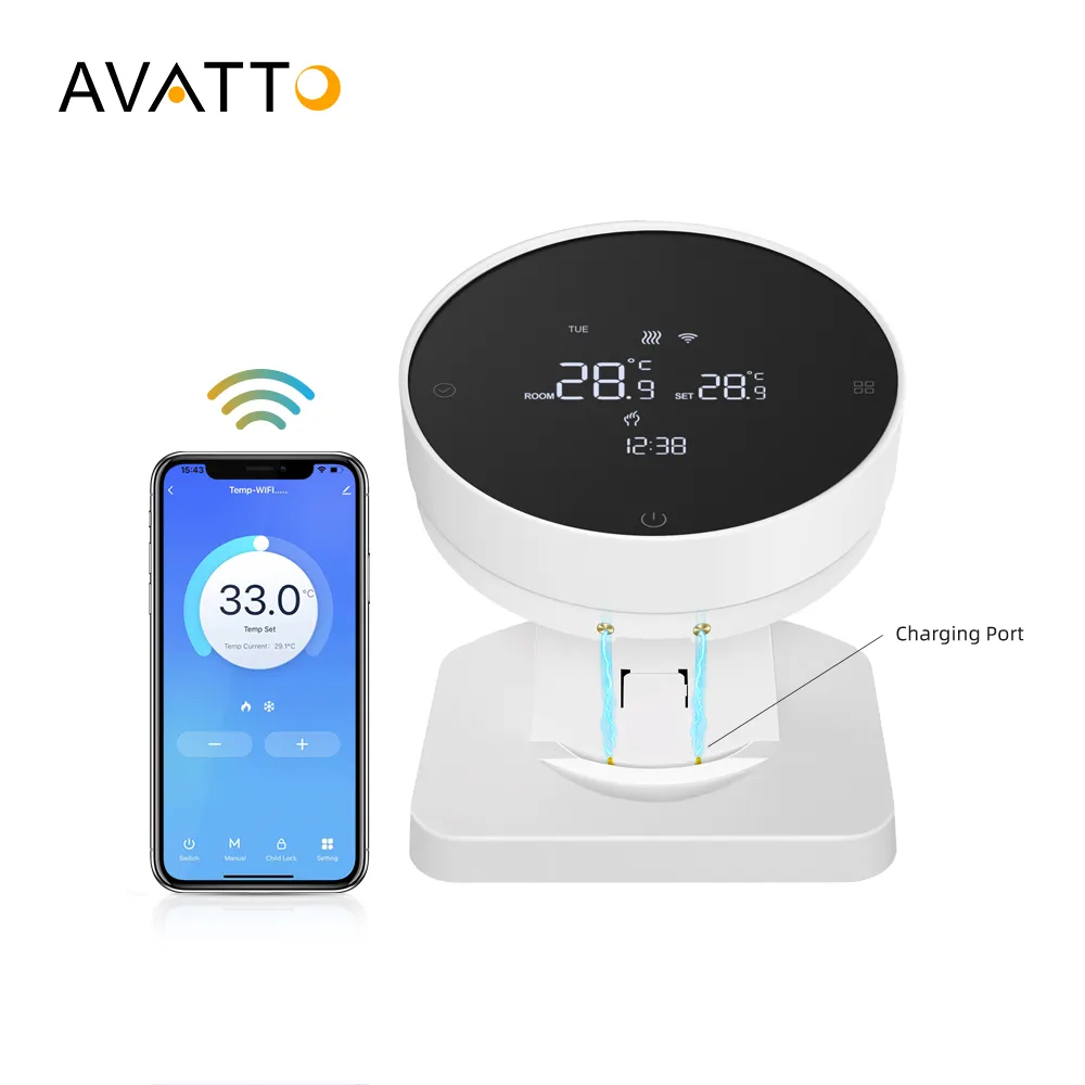 AVATTO Tuya Wifi Smart Room Gas Water Heating Thermostat Temperature Controller Work with Actuator Water Heating Thermostat