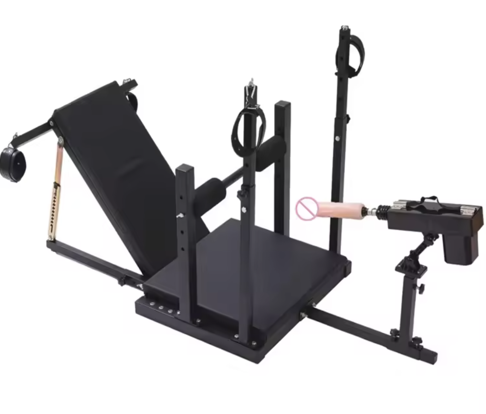 Chaise sexuelle noire avec machine sexuelle automatique