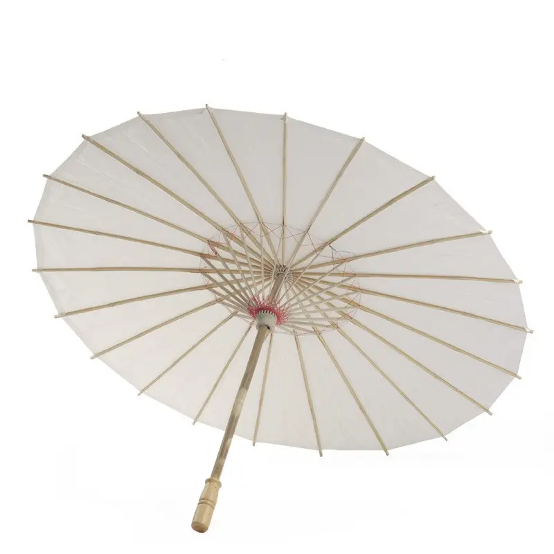 Parapluie en papier et bambou 40/60/80 cm avec manche en bois Parasol en papier blanc Parapluie pliant pour parapluie de soleil de mariage