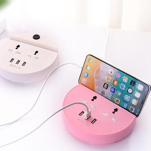 Enchufe de extensión de alimentación múltiple redondo universal de 10A con 2 tomas de corriente Puertos de carga USB y enchufe del Reino Unido para uso en el hogar y la Oficina - Product Image 1