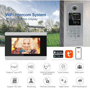 Multi-appartamenti smart home system ip wifi visione notturna, Tuya smart app supporto Multi appartamento videocitofono citofono