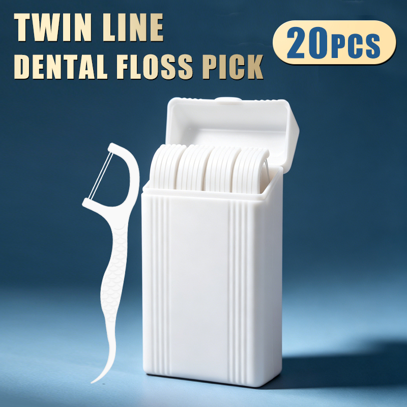 Fil dentaire F double ligne sans saveur 10 picks/boîte - blanc