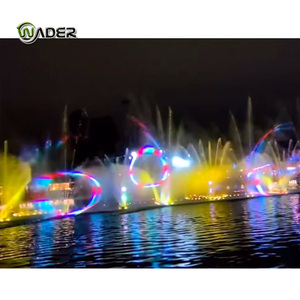 無料デザイン屋外フローティングDMX512ダンスミュージック噴水レーザー光とビーム光効果付き人工湖