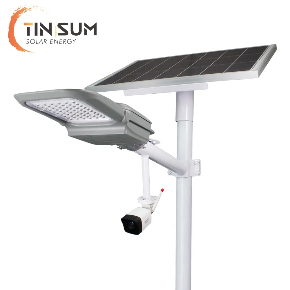 Lampione solare a led IP66 impermeabile con controllo APP telecamera cctv esterna