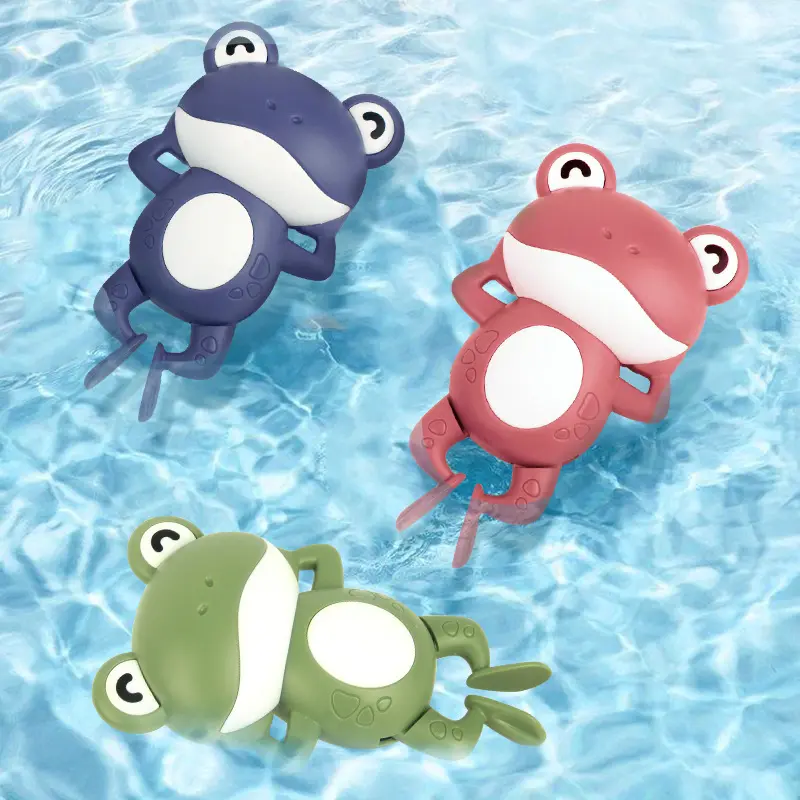 YIWU ALLO 2024 Cadena Clockwork PVC Juguete de baño Wind-up Rana flotante para niños Juguete cognitivo de animales con logotipo personalizado Uso en el baño