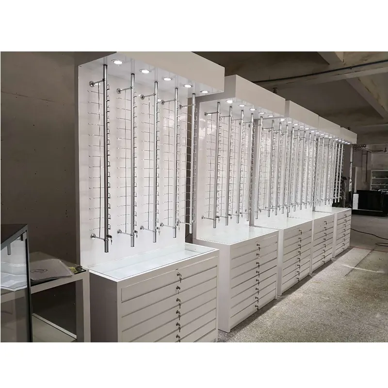 Floor Standing Locking Sunglass Display Rack Led Wall Mounted Eyewear Furniture Optical Display Rods for Optical