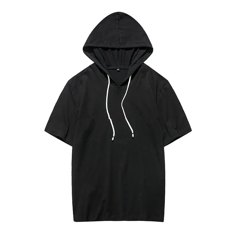 उच्च गुणवत्ता कस्टम मेड लोगो मुद्रित सादे रंग पुरुषों लघु आस्तीन स्ट्रीट शैली hoodies