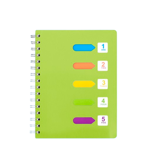 Cuaderno personal A5, 5 temas con divisores de página y pestañas de índice, cuaderno espiral encuadernado con alambre, cuaderno escolar para adolescentes, cuaderno multisujeto