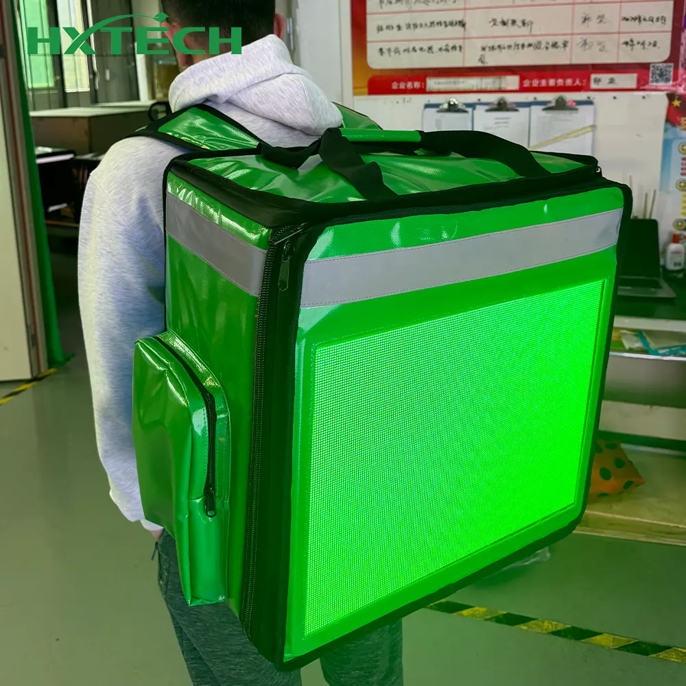 HXTECH Led Food Backpack Warmer Bags Customized Delivery Bag With Screen