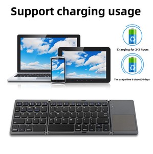 Mini teclado Bluetooth plegable inalámbrico, teclado táctil compatible con el sistema IOS Android, teclado portátil plegable