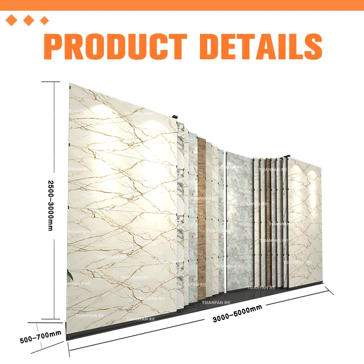 High Quality Sliding Racks Exhibition Adjustable Custom Size Stand Stone Display Showroom Marble Sample Push-Pull For Tile