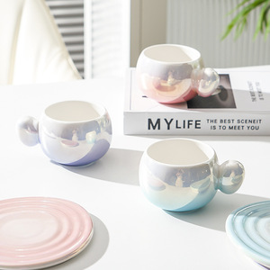 Toptan İskandinav seramik renk kahve kupa fincan ve çay tabağı parti Bohemian - Product Image 3
