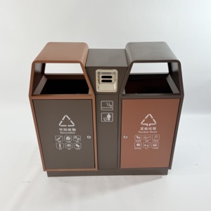 מפעל מכירת מפעל נירוסטה פח אשפה 60l חיצוני compartmentalized עבור מיחזור רחוב סיווג פסולת