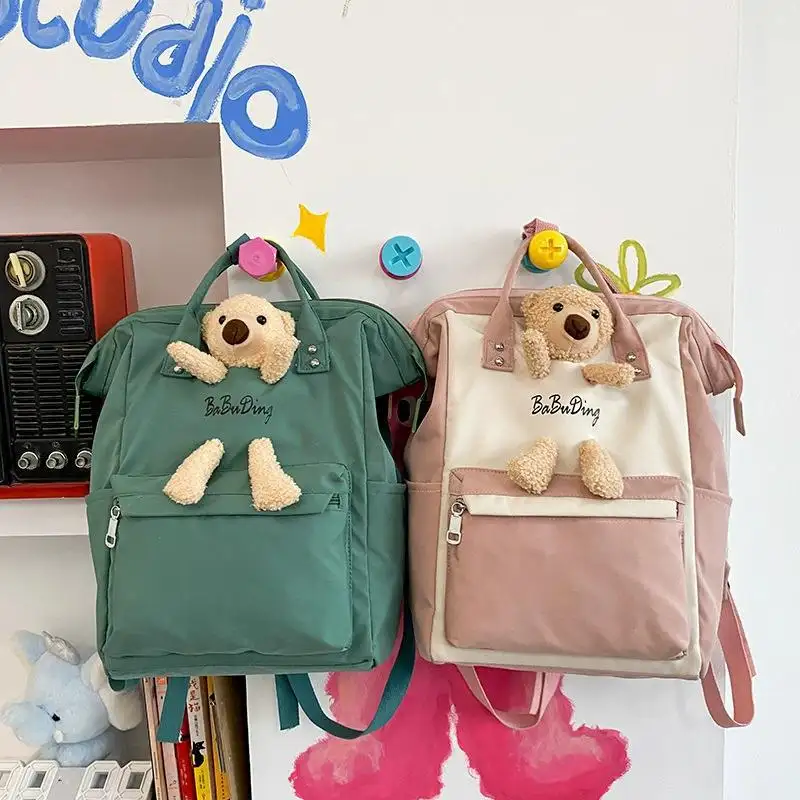 Dibujos animados lindo oso diseño 20L impermeable Nylon momia mochila bebé botella aislamiento bolsas de pañales para viajes