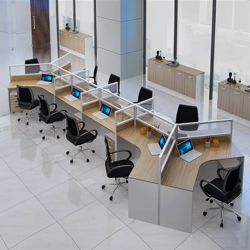 Stasiun kerja furnitur stasiun kerja desain Modern kantor kubus dengan kantor penyimpanan minimalis Khusus ukuran kustom kayu