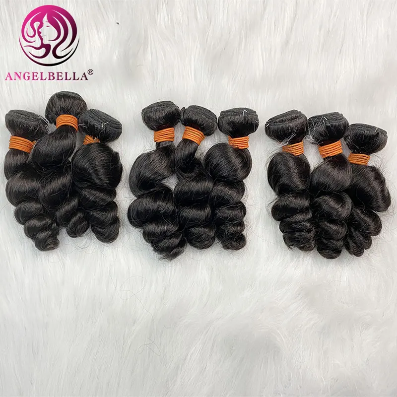 AngelBella Wholesale Human Hair Extension Natural Hair Extensions India Loose Wave Hair Braiding Extension Bundles