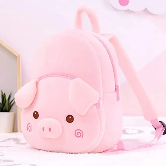 High Quality China manufacturer Cute Animal Pink Pig plush backpack Kindergarten Children Plush custom kids backpack with logo