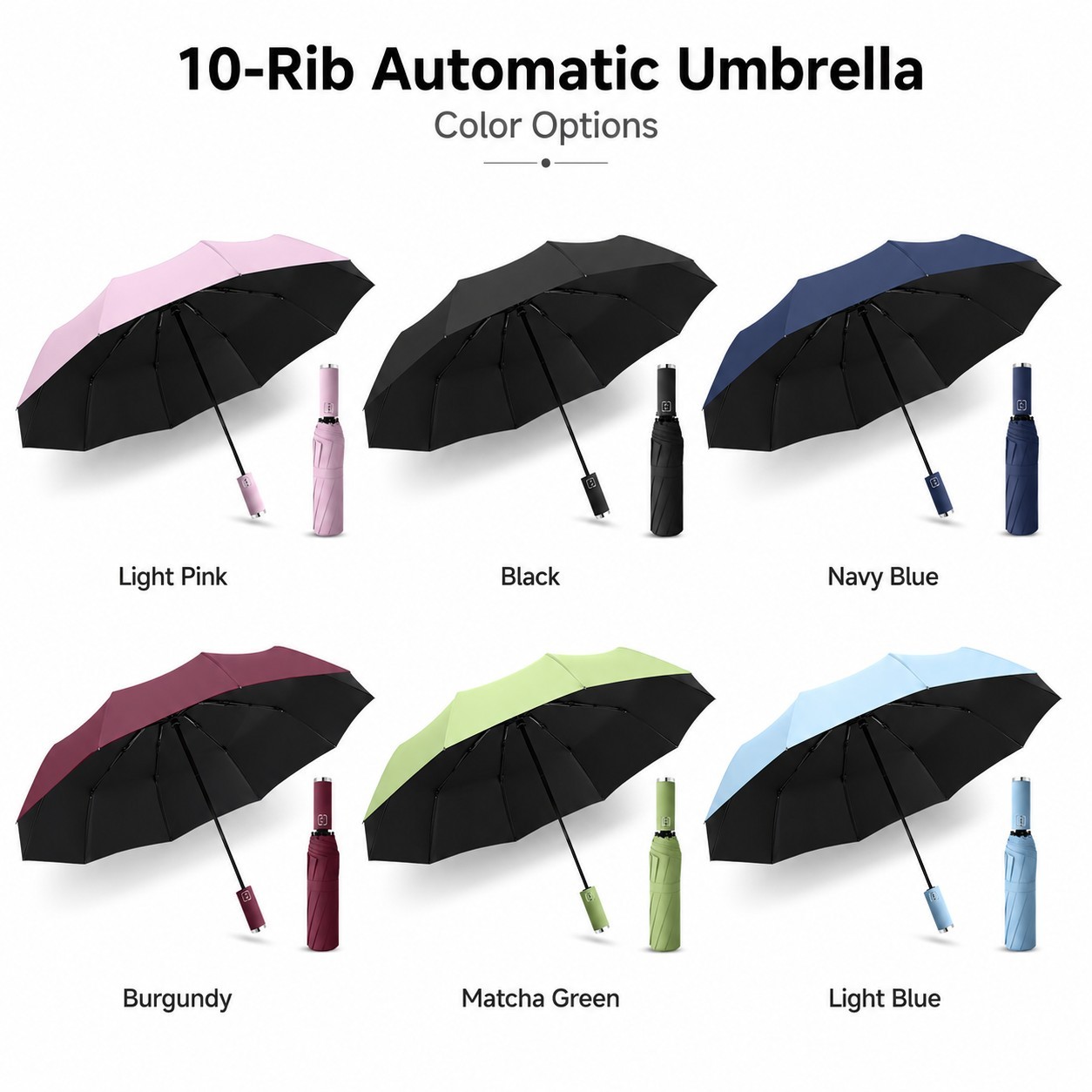 Parapluie automatique à 10 baleines