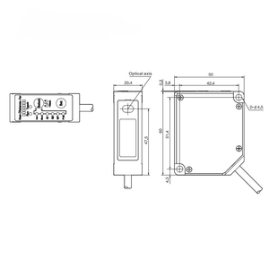 Optischer quadratischer Laser höhen sensor 120mm Erfassungs bereich RS422-Schnittstelle zur Messung der Cutter position 24V Max. Spannung 20mA max - Product Image 2