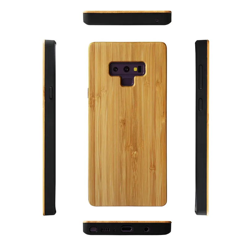 Qimei Factory Real Bamboo Wood Cases For Samsung Galaxy Note 9 S10 S21 Ultra Four Corner TPU PC Back Cover Shock Absorbent