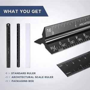 Kaliteli renkli 30cm alüminyum alaşım üçgen ölçekli cetvel taslak öğrenciler - Product Image 2