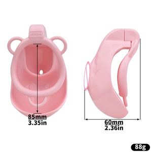 Strapon 시뮬레이션 질 수탉 잠금 케이지 4 링 플라스틱 남성 순결 케이지 장치 섹스 토이 남성용 금속 항문 플러그 - Product Image 6