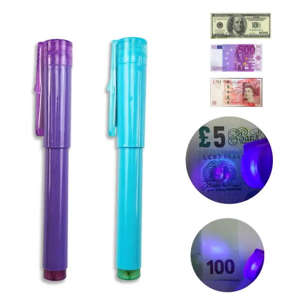 2 in 1 MINI CONTRAFFATTI SOLDI DOLLAR BILL DETECTOR US EURO POUND MONETA FALSA