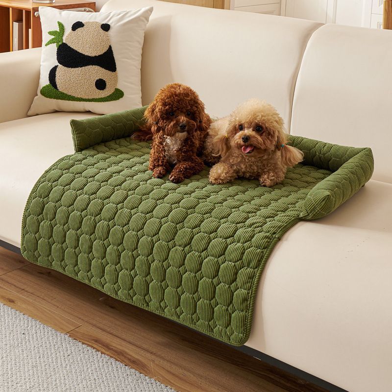 Corduroy Round Pet Mat - Green