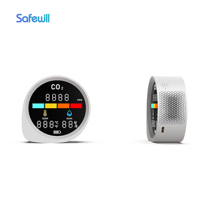 Safewill tuya Wifi <span class=keywords><strong>CO2</strong></span> cảm biến gas Meter Detector chất lượng không khí Màn hình PM2.5 nhiệt độ và độ ẩm trong nhà 1 năm 5V Trắng + Đen - Product Image 2
