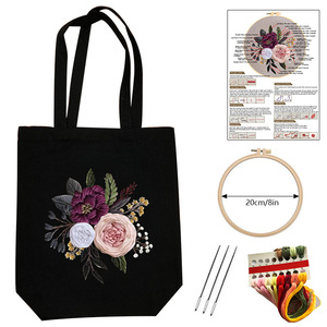 Bolsa de lona Kit de bordado Flores Patrón DE ARTE Punto de Cruz Manual de instrucciones e hilos de color para principiantes Punto de Cruz - Product Image 3