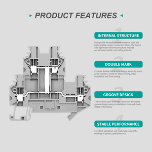 Utl-Contact UUK Series Doble capa 2,5mm Acero Din Rail Bloque de terminales Tornillo Tipo Cable de alimentación Conexión para aplicaciones automotrices - Product Image 3