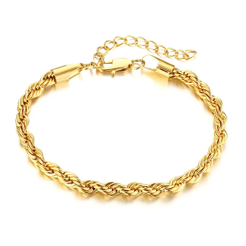 IVIAPRO-pulsera de cadena de cuerda chapada en oro de 18K, joyería de acero inoxidable