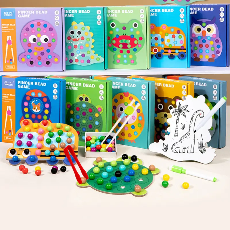 Montessori bambini corrispondenza cognizione di colore gioco educativo precoce disegno giocattolo per il bambino 2 in 1 in legno Clip perline giocattoli per bambini