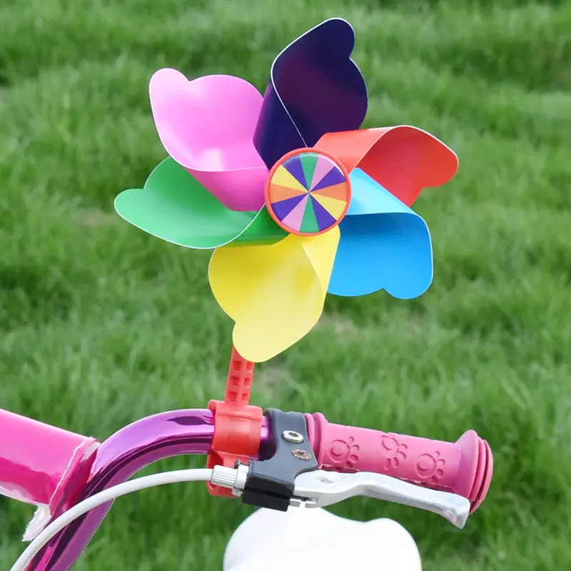 A7020R enfants guidon de vélo Pinwheel coloré vélo moulin à vent Tricycle moulin à vent vélo décoration rose