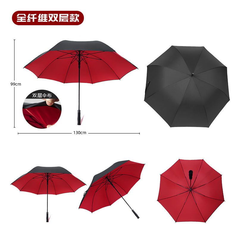Parapluie double couche tout en fibre à 8 nervures de 30 pouces