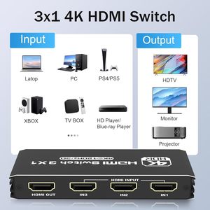 SYONG 3x1 HDMI Switch Box, 3 puertos HDR HDMI Switcher Soporte 4K 120Hz Resolución con control remoto IR Accesorios de audio y video - Product Image 6