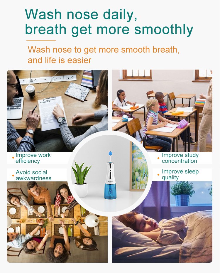 Electric Nasal Irrigator 300ml cordless nasal nose cleaner for releasing allergic rhinitis NJ1521
