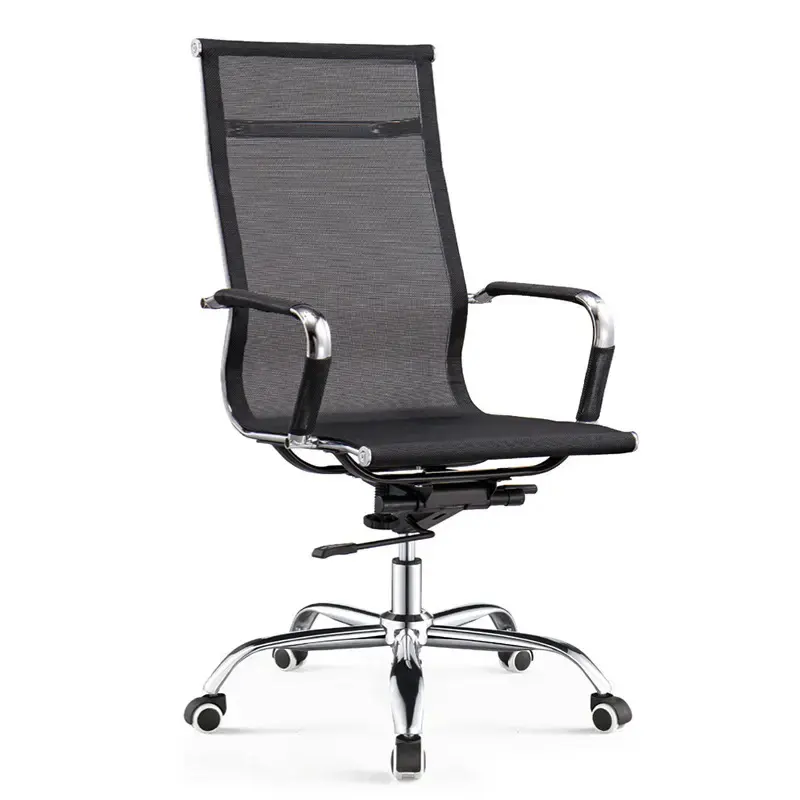 Yönetici siyah yüksek file sırtlı ofis koltuğu bel desteği ile örgü kumaş ayarlanabilir kol dayama örgü ziyaretçi sandalyesi