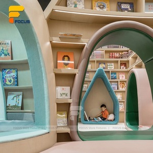 أثاث إبداعي للأطفال للقراءة رف عرض مكتبة خشبي وحدات رف تخزين كتب للأطفال منطقة القراءة - Product Image 4