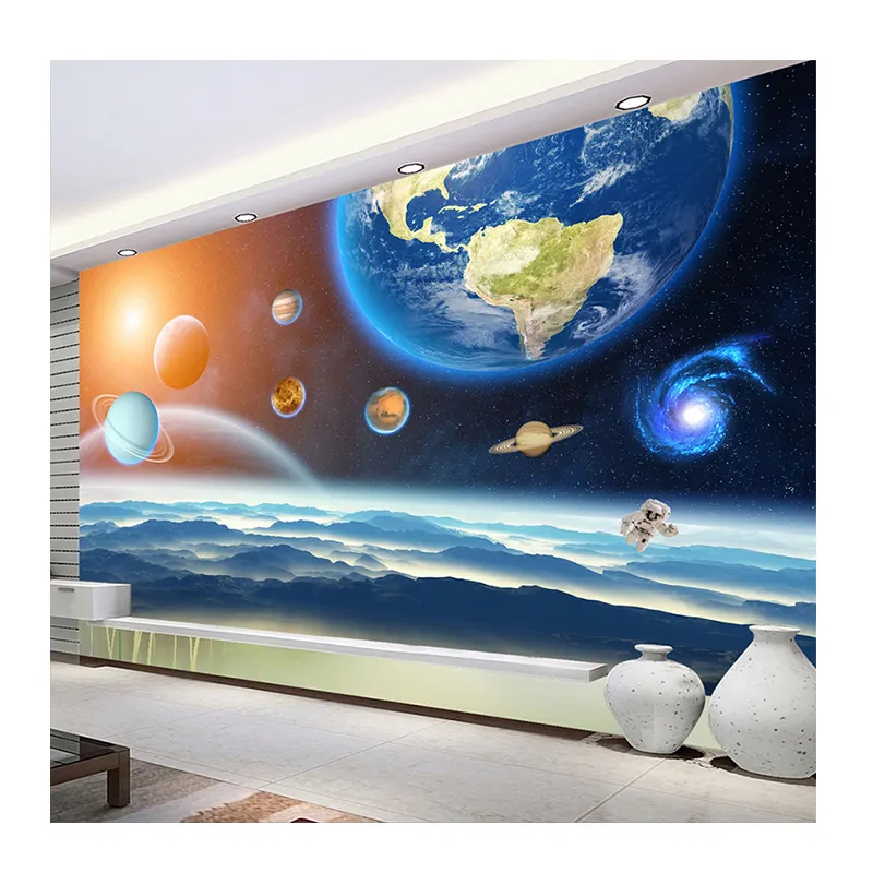 KOMNNI Planet Universum Sternen himmel Peel And Stick Wandbild Wandmalerei Cartoon Kinderzimmer Hintergrund Tapeten Dekor