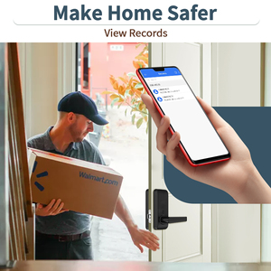 Tuya App Fingerprint Smart European Style Door Handle Lever <strong>Lock</strong> Office Push Pull Electronic Code Small Aluminum Gold <strong>Key</strong> - Product Image 6