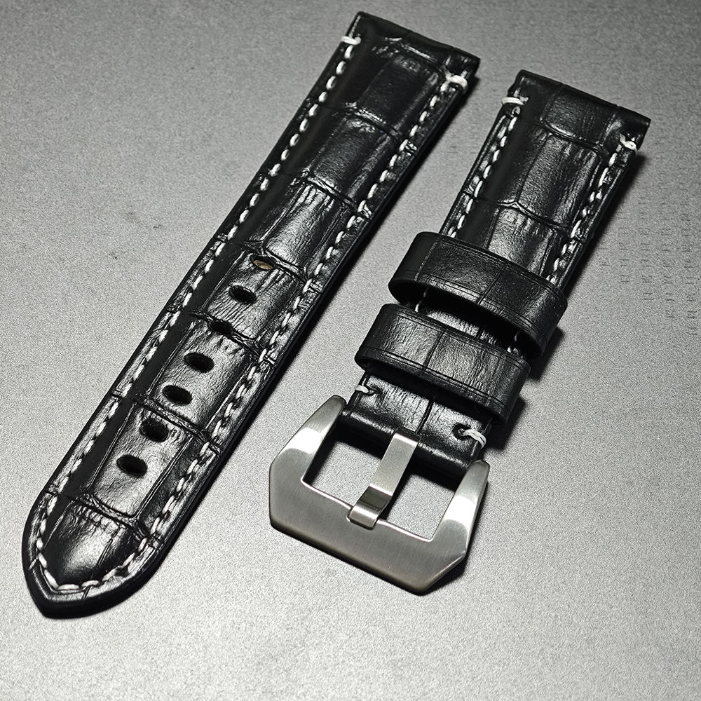 Black With White Line With Silver Buckle